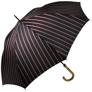  umbrella men's long umbrella WAKAO Jump umbrella Triple stripe red × black parent .65cm 8ps.@. Jaguar do woven umbrella made in Japan 