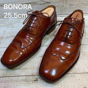BONORA ボノーラ 25.5cm相当 ブラインドフルブローグ ブラウン バインダーカーフ イタリア製 革靴