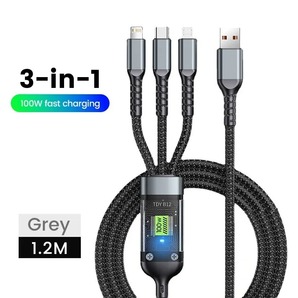 ★★ ★ マイクロUSB Type-C　急速充電ケーブル 3 in 1 , iPhone 14・13・Samsung・ Xiaomi・Huawei　★