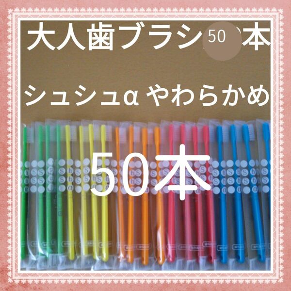 【34】歯科専売　シュシュα大人歯ブラシ「やわらかめ50本」