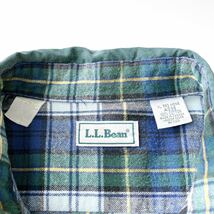 80's 90's L.L.Bean flannel lining cotton shirt green made in Canada エルエルビーン 裏地 フランネル コットン シャツ カナダ製_画像6