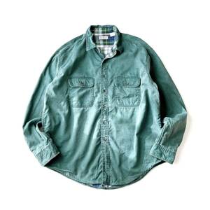 80's 90's L.L.Bean flannel lining cotton shirt green made in Canada エルエルビーン 裏地 フランネル コットン シャツ カナダ製