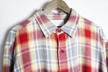 美品23AW UNUSEDアンユーズド RAYON CHECK SHIRTS オンブレ チェック 長袖シャツ レーヨン US2385 赤217O▲_画像3