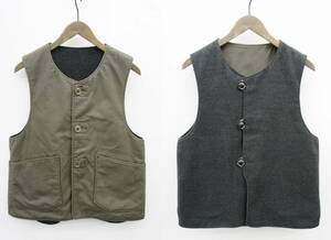 美品21AW Engineered Garmentsエンジニアド ガーメンツ Over Vest Heavyweight Cotton Ripstopオーバー ベスト リップストップ S緑126O▲