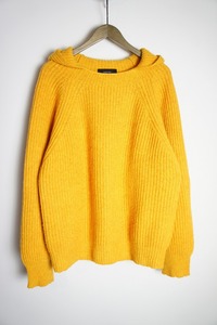 極美品21AW UNUSEDアンユーズド US2052 5G KNIT HOODIE ニット パーカー プルオーバー イエローオレンジ208O▲