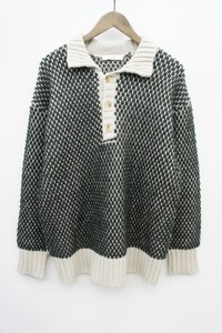 美品23AW Jiedaジエダ POPCORN SKIPPER KNIT スキッパー ニット セーター プルオーバー ポップコーン編み jie-23w-kn03 灰205O▲