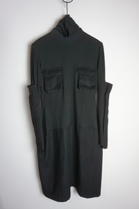 美品 正規 18AW YOHJI YAMAMOTO ヨウジヤマモト ハイネック タートルネック ウール ドレス ワンピース ミリタリー FV-D21-133 2黒1226N▲