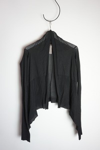 美品 正規 16AW Rick Owens リックオウエンス 変形 シースルードレープ カーディガン ニット ジャケット レディース 黒 本物1226N▲