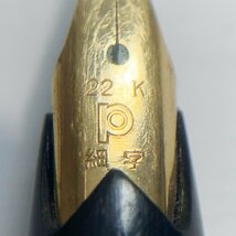 PLATINUM 22 プラチナ 万年筆 ペン先 22K GOLD ゴールド 22金 K22 刻印 筆記用具 インク インキ式 細字 ショート レトロ 黒_画像3