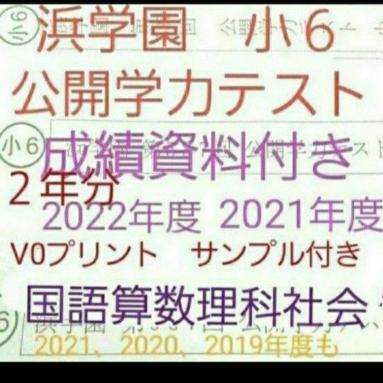 浜学園　小６　公開学力テスト　成績資料付き　２年分　2022年度　2021年度　国語算数理科社会