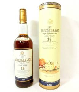 1000円スタート 酒 SCOTCH WHISKY MACALLAN 18年 SINGLE HIGHLAND MALT 1985 750ml 43％ マッカラン スコッチ 未開栓 箱付 1 お酒⑱531