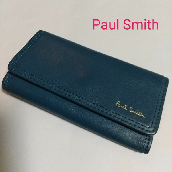 美品 Paul Smith ポールスミス キーケース レザー ブルー 本革