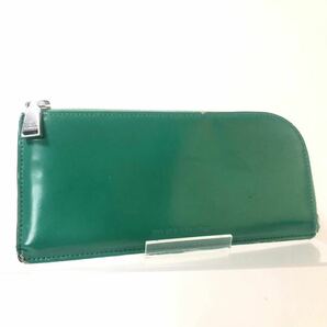 JIL SANDER ジルサンダー　L型ジップ　ラウンドファスナー　レザー　グリーン　シルバー金具