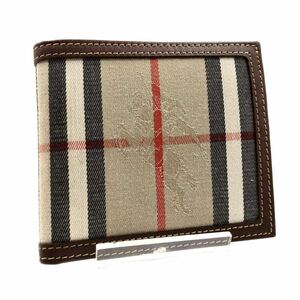 ■外観美品■Burberry バーバリー　二つ折り財布　シャドーホース　ノバチェック　キャンバス×レザー　コンパクト　イタリア製