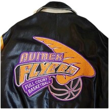 超名作 90S AVIREX アヴィレックス 国内正規品 高級FLYERSパッチカウハイドレザーバーシティジャケット オールレザースタジャン L 美品 B-3_画像3