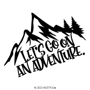 ゆうパケット送料無料 LET'S GO ON AN ADVENTURE カッティングステッカー SUV クロカン スノーボード 登山 スキー キャンプ アウトドア