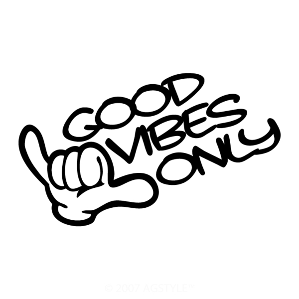 ゆうパケット送料無料 GOOD VIBES ONLY ハングルース オリジナル カッティング ステッカー SURF サーフィン サーフ サーフボード 海