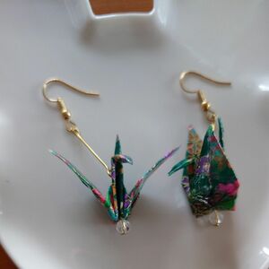 折り鶴ピアス ★ハンドメイド