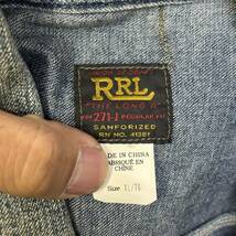 RRL DOUBLE RL Denim Zip Front Jacket sizeXL ダブルアールエル デニムジャケット ジップフロント USED加工 Ralph Lauren ラルフローレン_画像4