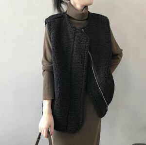 ベスト　シンプル　ノースリーブ　オシャレ　秋冬　Black　XXXL