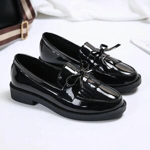  лента Loafer симпатичный эмаль обувь Black 39 размер 