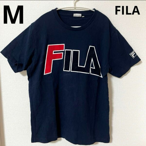 【1012】FILA ロゴ入り半袖シャツ　M Tシャツ 古着 90s 半袖 ヴィンテージ