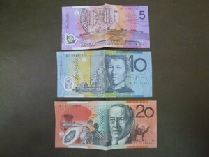 ◆H-78558-45 オーストラリア 35ドル分 まとめて 紙幣3枚