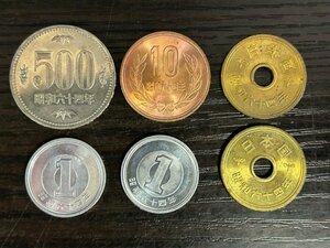 ◆H-78564-45 1989年 昭和64年 500円 10円 5円 1円 まとめて 硬貨6枚