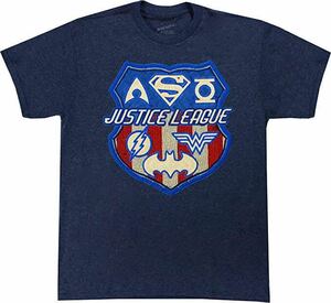 DC Comics ジャスティスリーグ メンズTシャツ Lサイズ 正規 バットマン スーパーマン ワンダーウーマン フラッシュ アクアマン ジョーカー