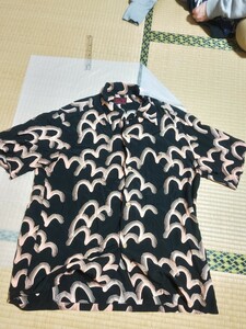 EVISU 半袖シャツ アロハシャツ　黒＆ピンク　SIZE　44