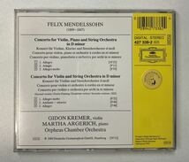 Felix Mendelssohn*Gidon KremerMartha ArgerichOrpheus Chamber OrchestraConcerto For Violin And Piano Violin Concerto _画像2