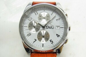 Z242-N36-859 ◎ DOLCE&GABBANA D&G クロノグラフ ドルガバ メンズ クオーツ 腕時計 現状品① ◎