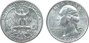 クォータードル銀貨 25セント銀貨 1964年 Dミント アメリカ銀貨 