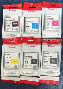 ★未開封★純正未使用Canonキャノン インクタンクPFI-102C 102Y 102M 102BK 102MBK 130ml 5色6点★IPF500/IPF650/IPF750等対応★J121911