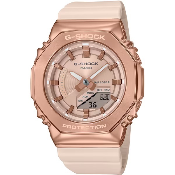 特価 新品 カシオ正規保証付き★G-SHOCK GM-S2100PG-4AJF ミッドサイズ メタル ベージュ ピンクゴールド 針 デジタル レディース腕時計