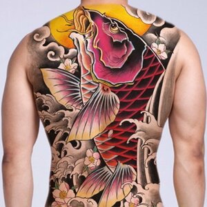 16M TATOOシール タトゥーシール 和柄 和彫り入れ墨シール 背中用入れ墨シール 簡単で長持ち イベントや動画撮影に リアルな刺青シール