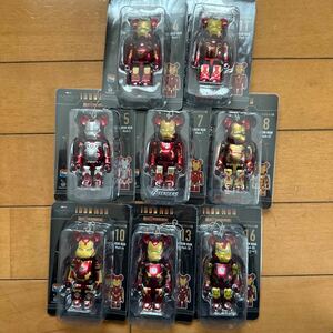 Happyくじ アイアンマン ベアブリック賞8個セット4.5.7.8.10.11.13.16Marvel一番くじBE@RBRICK Mark85 50Battle Damaged Ver Rescue