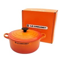 OB252 未使用 LE CREUSET ル・クルーゼ ココット・ロンド 20cm オレンジ IH対応 両手鍋 ホーロー 02451 ●80_画像1