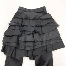 AD2021 COMME des GARCONS フリル スカート ドッキング スラックス 異素材 切替 ブラック 黒 コムデギャルソン レイヤード パンツ 4010365_画像8