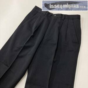 80s 筆タグ ISSEY MIYAKE MEN 2タック テーパード スラックス ブラック 黒 Mサイズ イッセイミヤケメン パンツ VINTAGE archive 3120409