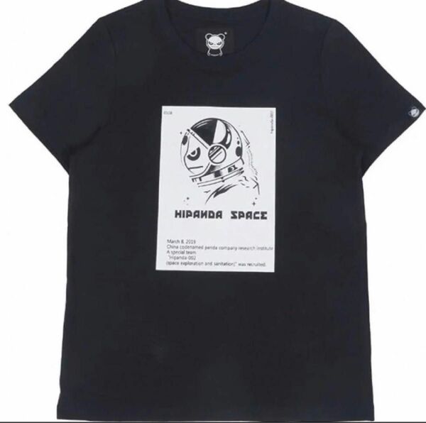 HIPANDA Tシャツ　ブラック　宇宙飛行士　プリント 半袖