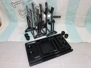 HUDY 1/8 1/10バギーセットアップゲージ用 スタンドトレー 収納トレー黒No2 京商インファーノMP10 無限MBX8R ヨコモ associated アソシ