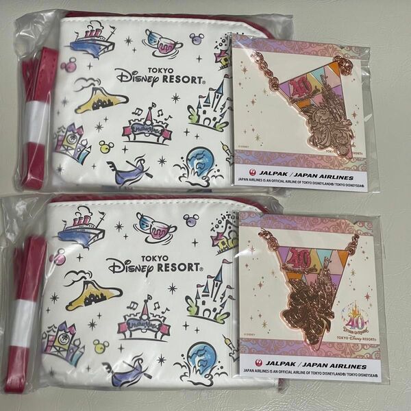 JALパックオリジナル 東京ディズニーリゾート バッグチャーム コインケース付パスケース それぞれ2個セット 新品 ミッキー
