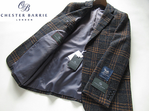 新品◆秋冬★正規品 チェスター・バリー CHESTER BARRIE×LANIFICIO ROMA ツイード風ジャージージャケット BB6 グレー×茶 イタリア製生地