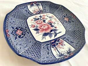 美品 大皿 富永陶園 萬古焼 八角プレート 大皿 花柄 皿 盛り皿 和食器 八角皿 陶器