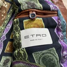 【送料無料】【最高級】ETRO エトロ TATTOO LASER加工 裏地総柄 ラムレザー A-2 フライトジャケット 茶 M タトゥー レーザー加工_画像9