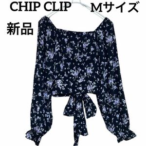 CHIP CLIP チップクリップ　シャーリング　シャツ　小花柄　バックリボン　春コーデ　新品未使用　Mサイズ