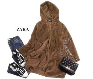 ザラ ZARA 大人可愛い☆ ボア フード ジップアップ テディコート M