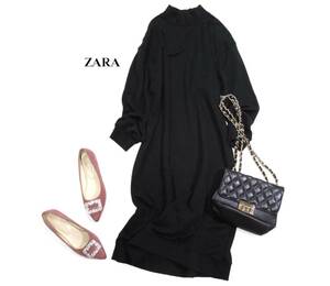 ザラ ZARA 大人可愛い☆ 裏毛 ハイネック ロングワンピース S