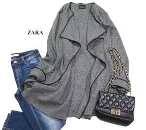 ザラ ZARA KNIT 大人可愛い☆ パイピング デザインニットカーディガン 羽織 M